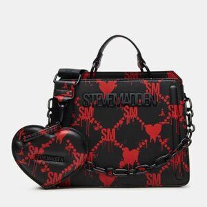 Steve Madden Evelyn Bag Drippy Hearts Black/red Crossbody Bag